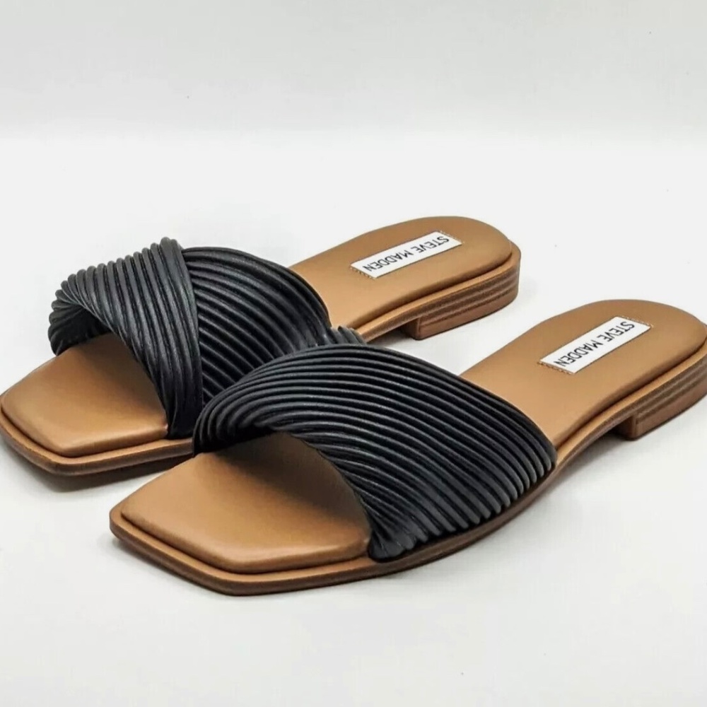 Steve Madden Women's Size 10 Limitt Textured Slide Dandle, Black, NEW Quick Ship - Picture 2 of 9